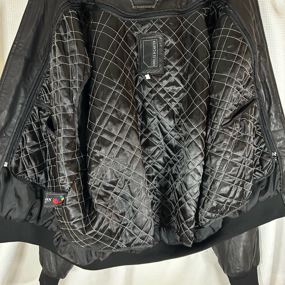 Knoles & Carter Italian lamp skin leather bomber jacket  removable inner liner - Picture 7 of 15